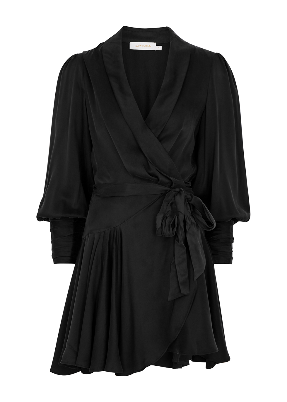 Zimmermann Black silk wrap dress ...